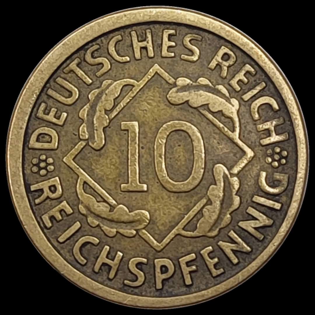 10-Reichspfennig-1924-J---Germany---Die-Gouges